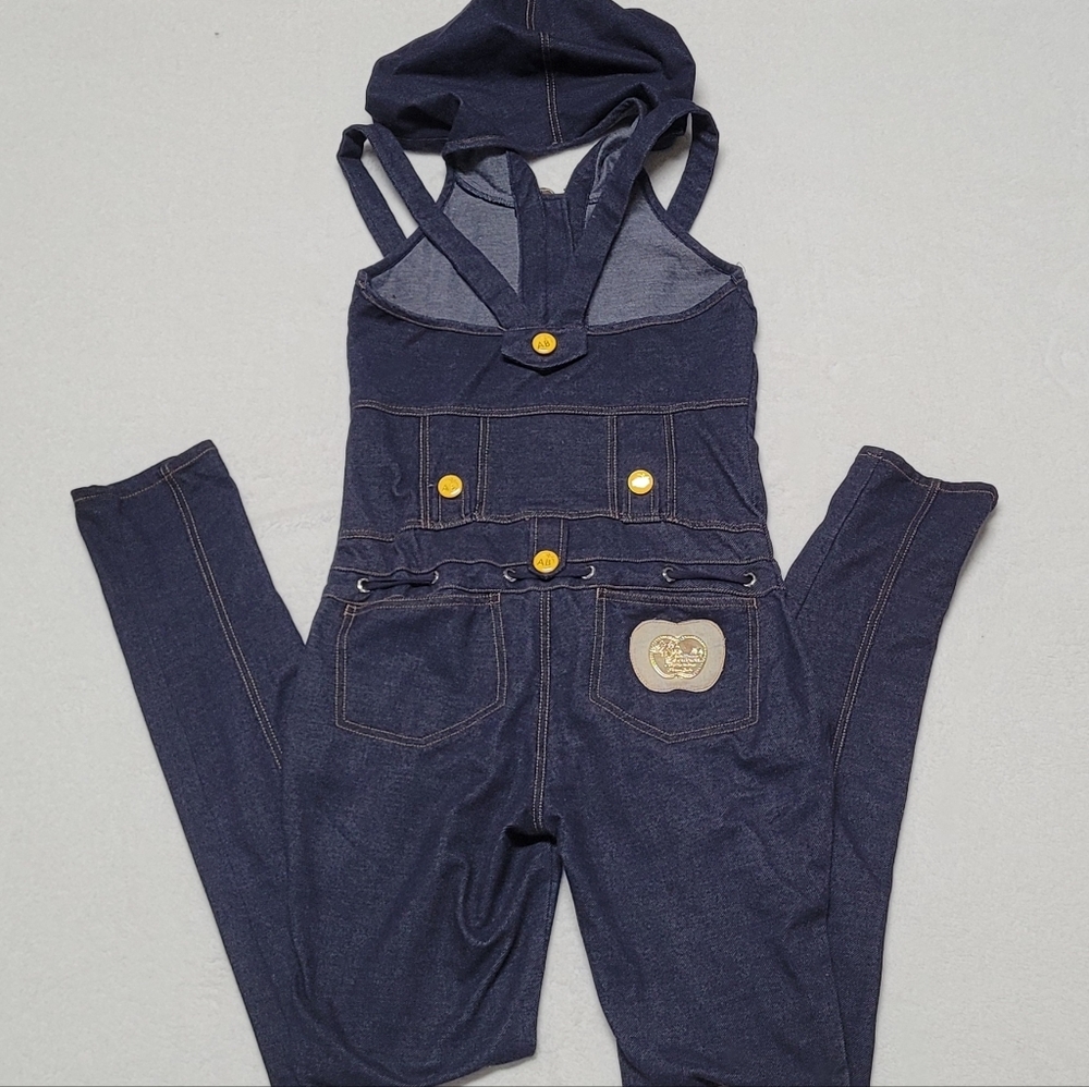 Rare Vintage Y2K Apple Bottom Jeans Hooded Halter Half-Zip Tie-Waist Jumpsuit L - Picture 8 of 13